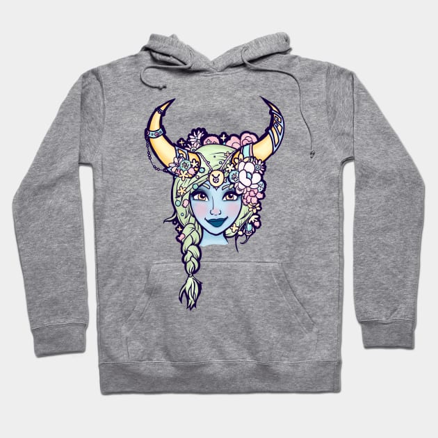 horned woman Hoodie by kokodiablo